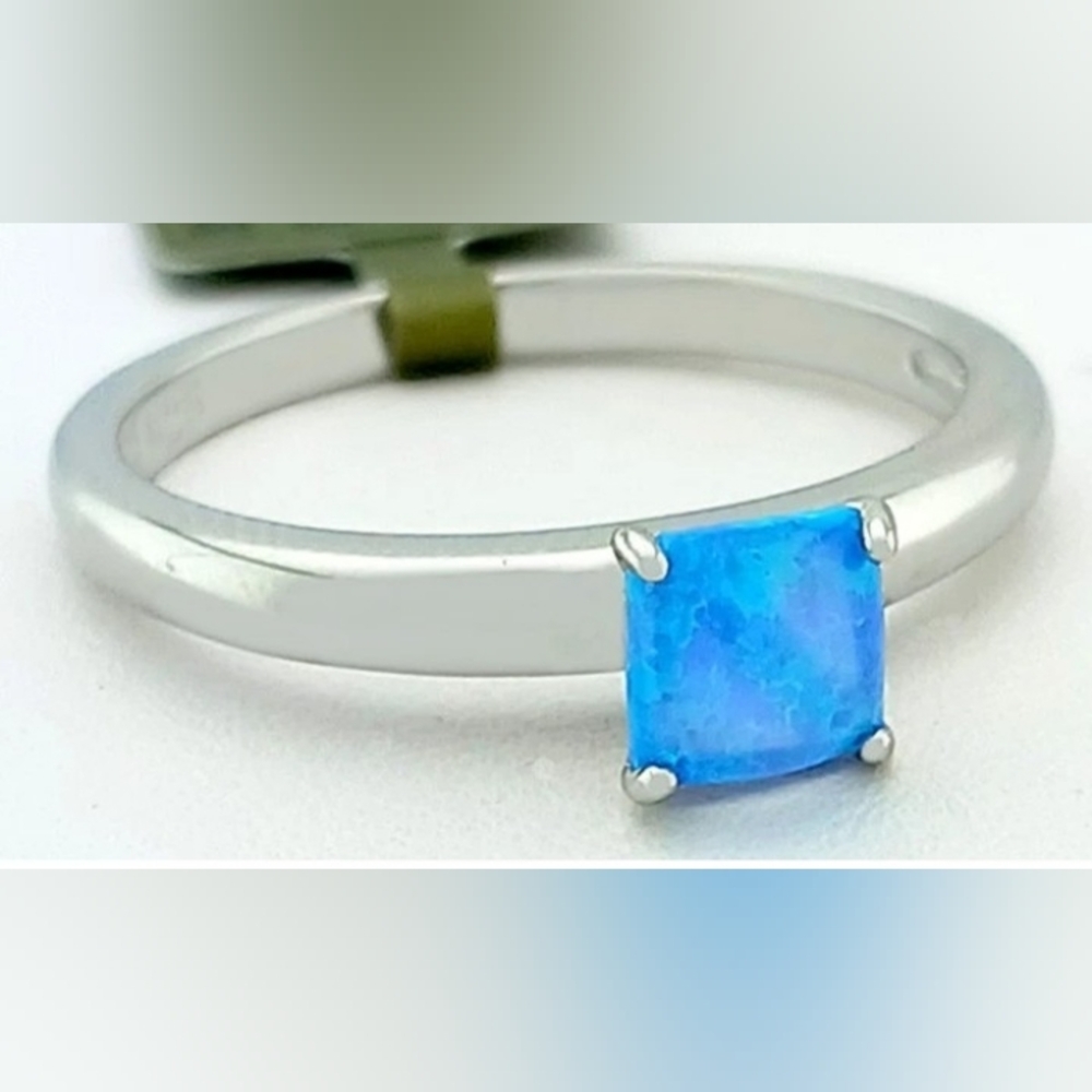 New 925 Solid Sterling Silver & Genuine 0.50 CTS Opal Solitaire Ring W Box - Picture 5 of 12